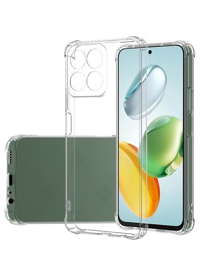 Case for Honor X7c 4G/5G Clear TPU Four Corners Military-Grade Protection Cover Transparent Soft
